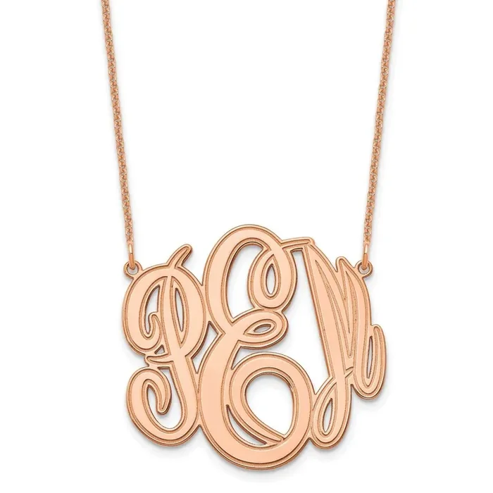Etched Monogram Necklace 14k Rose Gold XNA889R