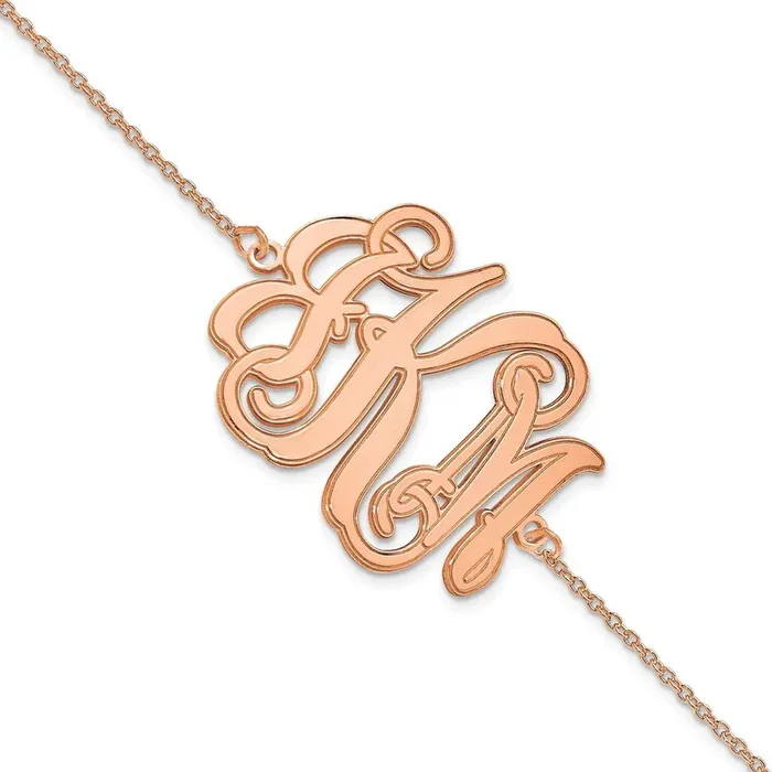 Etched Outline Monogram Bracelet 14k Rose Gold XNA562R