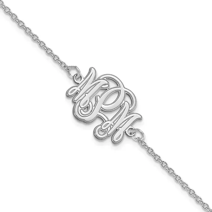 Etched Outline Monogram Bracelet 14k White Gold XNA1266W