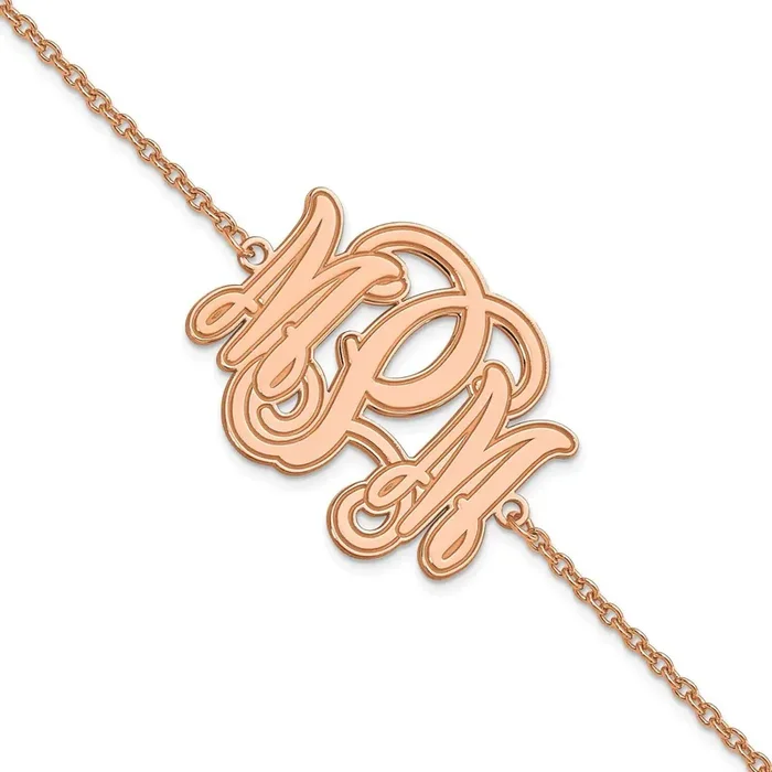 Etched Outline Monogram Bracelet Sterling Silver Rose-plated XNA562RP