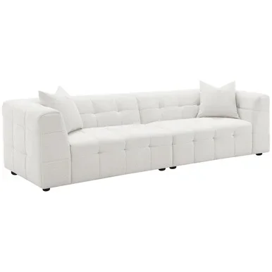 Everly Boucle Upholstered Extra Long Sofa Off White / CS-504850
