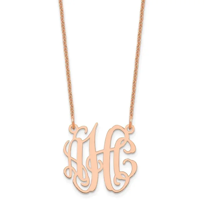 Extra Small Polished Monogram Necklace 14k Rose Gold XNA546R