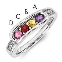 Family Jewelry Genuine Stone & Diamond Set Ring 14k White Gold XMRW39/4GY
