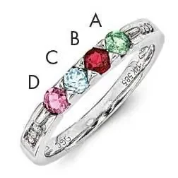 Family Jewelry Genuine Stone & Diamond Set Ring 14k White Gold XMRW43/4GY