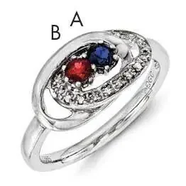 Family Jewelry Genuine Stone & Diamond Set Ring 14k White Gold XMRW45/2GY