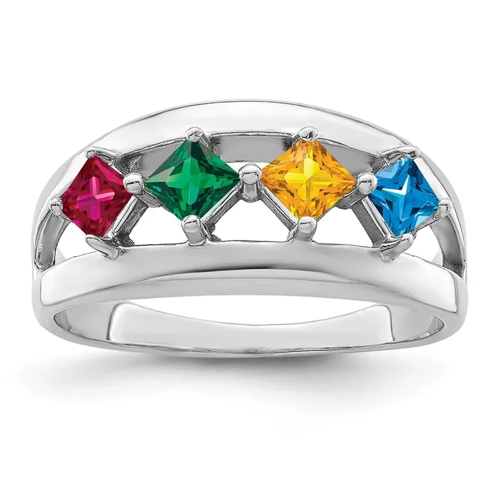 Family Jewelry Ring Mounting 14k White Gold XMR63_4W