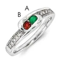 Family Jewelry Synthetic Stone & Diamond Set Ring 14k White Gold XMRW39/2SY