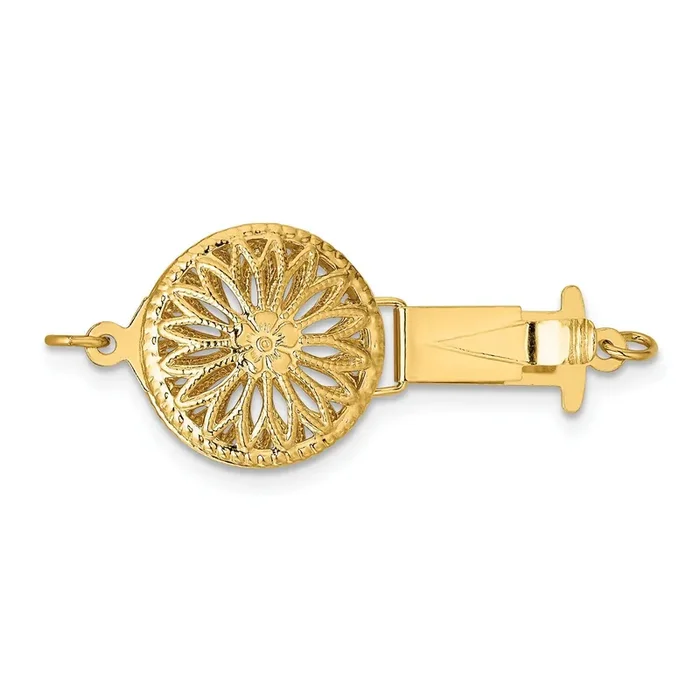 Filigree Bead Pearl Clasp 14k Yellow Gold YG1968