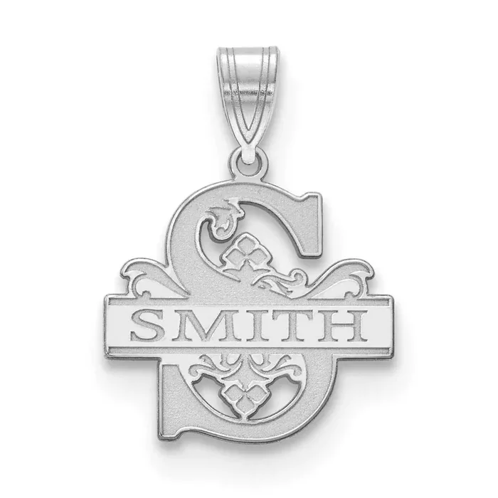 Filligree Letter Family Name Charm 14k White Gold XNA897W