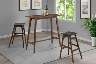 Finnick 3-piece Rectangular Pub Height Bar Table Set Walnut / CS-101436-S3