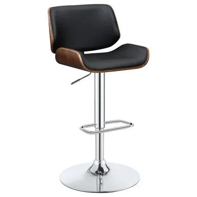 Folsom Upholstered Adjustable Bar Stool Black and Chrome / CS-130502