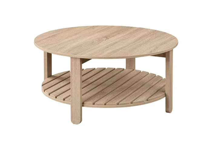 Fowler 1-shelf Round Engineered Wood Coffee Table Natural