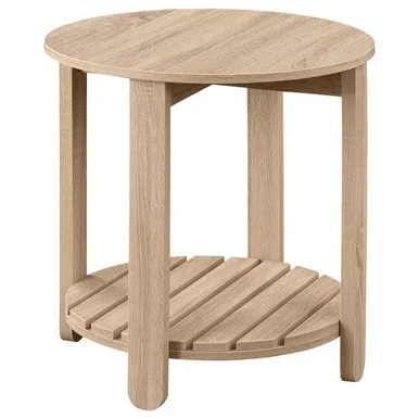 Fowler 1-shelf Round Engineered Wood Side End Table Natural / CS-710287