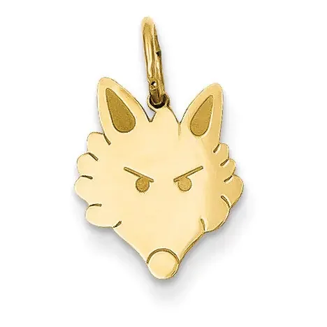 Fox Head Charm 14k Gold Polished YC632