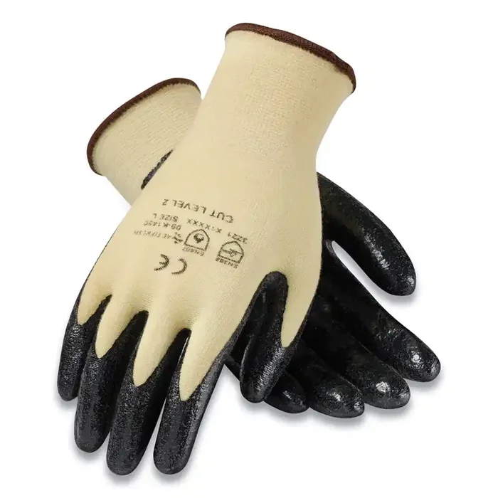 G-Tek® Kev Seamless Knit Kevlar Gloves, Medium, Yellow/black, 12 Pairs