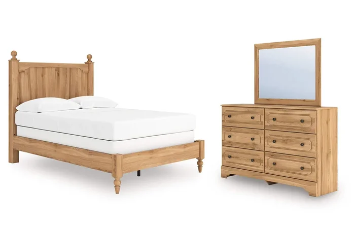 Galletyn Full Panel Bed with Mirrored Dresser