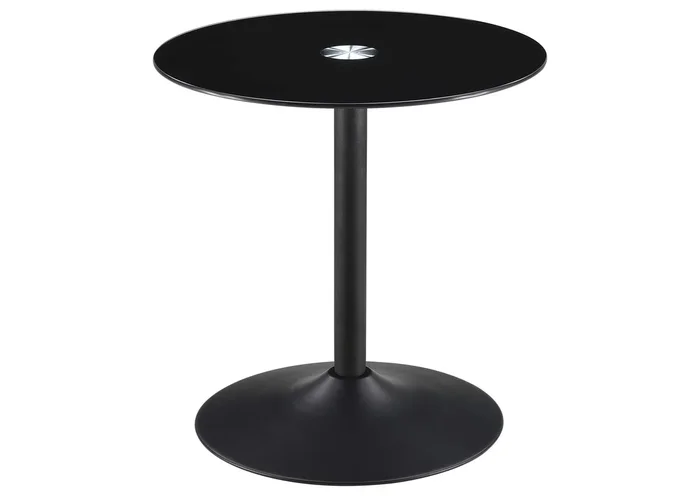 Ganso Round Metal End Table With Tempered Glass Top Black
