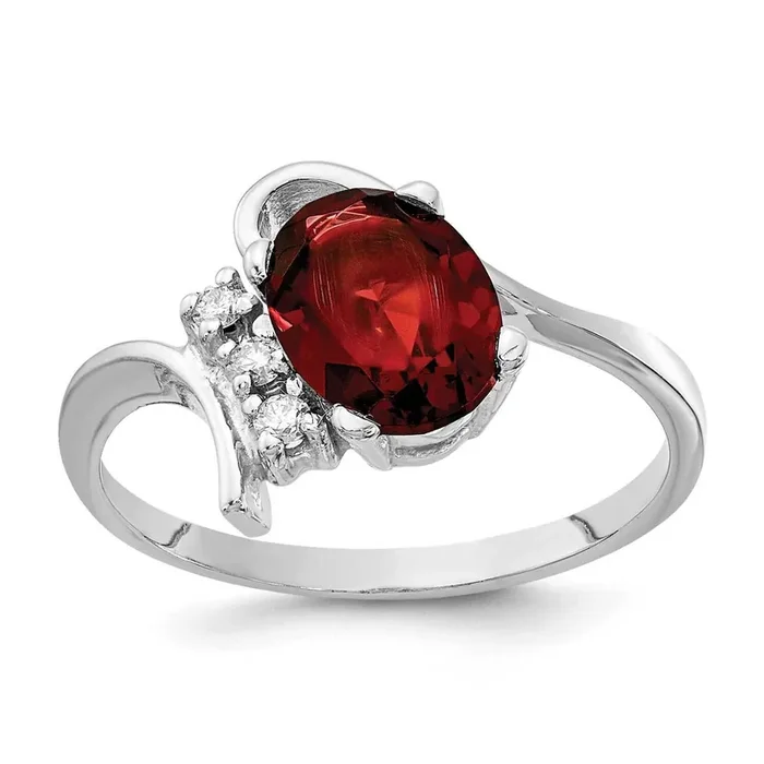 Garnet Diamond Ring 14k white Gold 8x6mm Oval Y2217GA/A