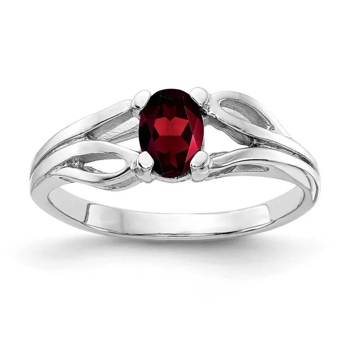 Garnet Ring 14k white Gold 6x4mm Oval Y2097GA