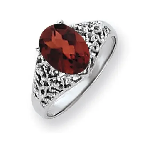Garnet Ring 14k white Gold 8x6mm Oval Y4697GA