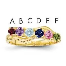 Genuine 6 Stone Mother‘s Ring 14k Gold XMR86/6GY