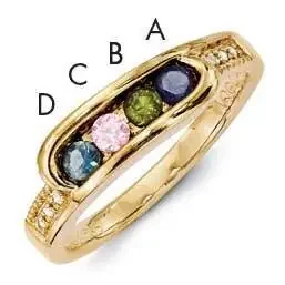Genuine Stone & Diamond Set Ring 14k Gold Family Jewelry XMR39/4GY