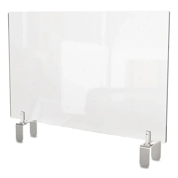 Ghent Clear Partition Extender With Attached Clamp, 29 X 3.88 X 18, Thermoplastic Sheeting