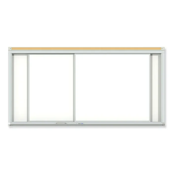 Ghent Horizontal Sliding Porcelain Magnetic Whiteboard, 144″ x 48″, White Surface, Anodized Aluminum Frame