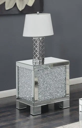 Gillian Rectangular Mirrored Acrylic Side End Table Silver / CS-722497