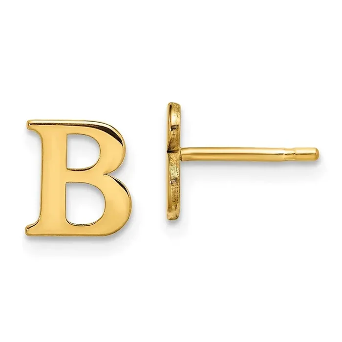 Gold-Plated Letter B Initial Post Earrings Sterling Silver XNE46GP/B