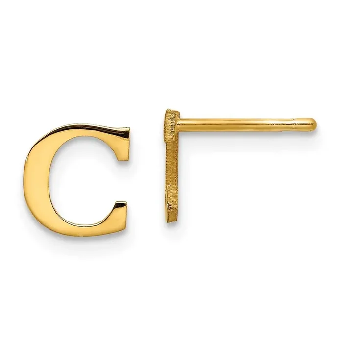 Gold-Plated Letter C Initial Post Earrings Sterling Silver XNE46GP/C