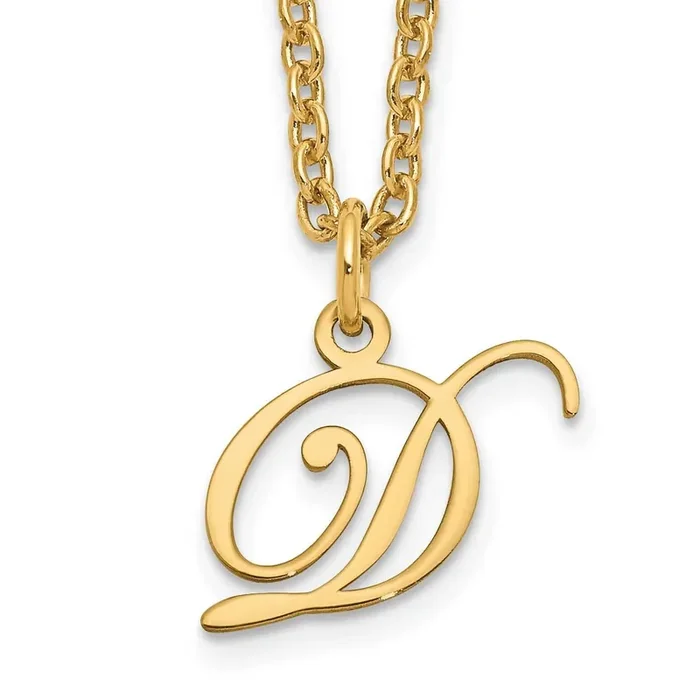 Gold-Plated Letter D Initial Necklace Sterling Silver XNA756GP/D