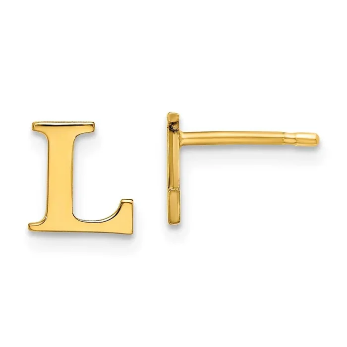 Gold-Plated Letter L Initial Post Earrings Sterling Silver XNE46GP/L