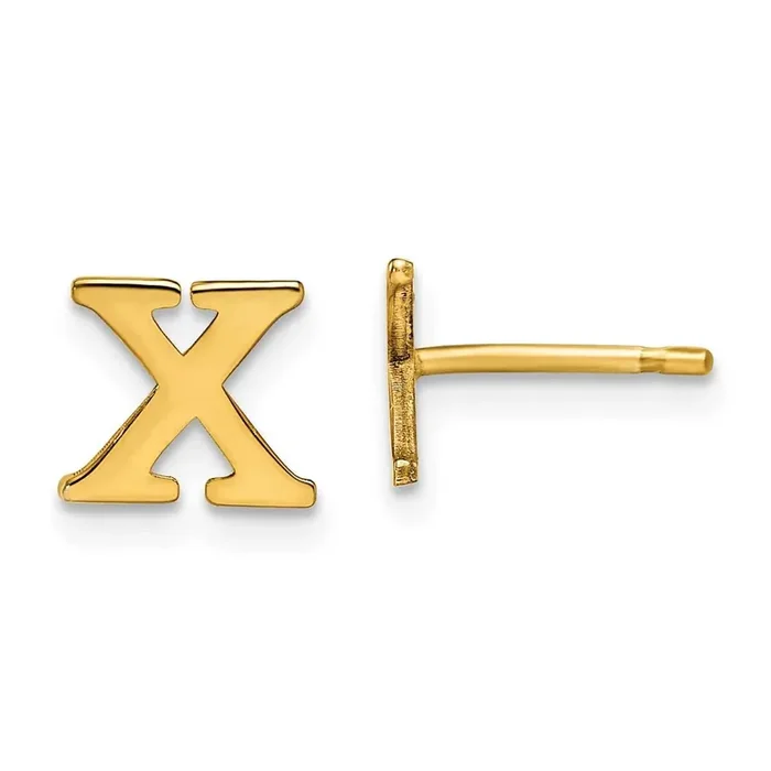 Gold-Plated Letter X Initial Post Earrings Sterling Silver XNE46GP/X