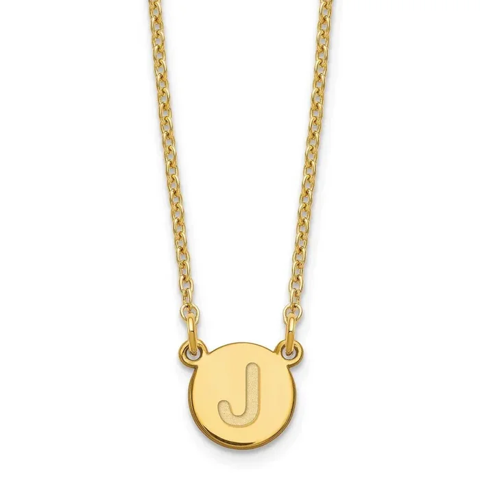 Gold-Plated Tiny Circle Block Letter J Initial Necklace Sterling Silver XNA722GP/J