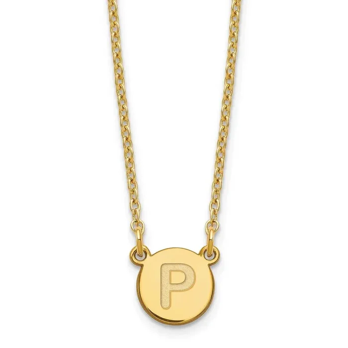 Gold-Plated Tiny Circle Block Letter P Initial Necklace Sterling Silver XNA722GP/P
