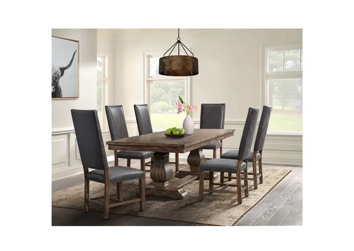 Gramercy 7 Piece Dining Set – Table And Six Tall Back Chairs