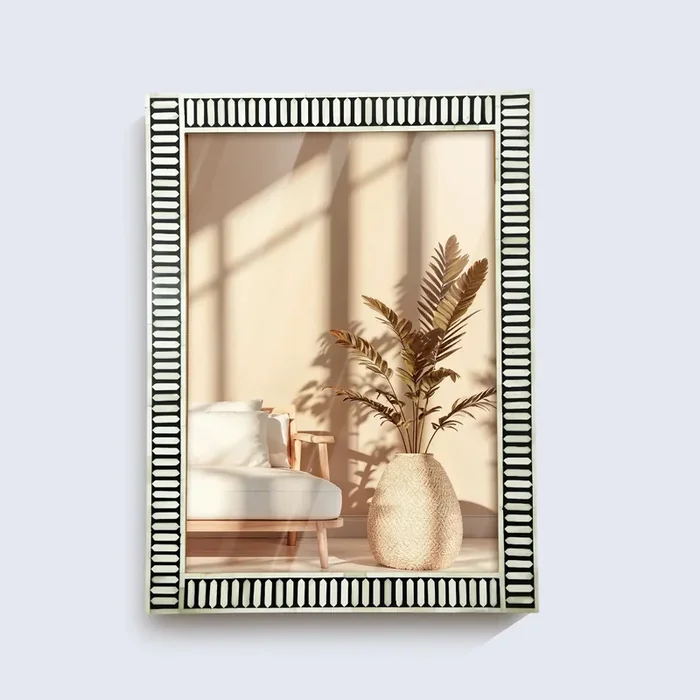Handmade Bone & Resin Inlay Wall Hanging Mirror Frame – 40×30