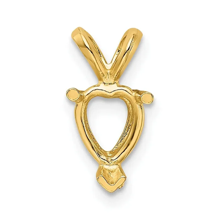 Heart 3-Prong Cast V-End 3.0mm Pendant Setting 14k Yellow Gold YG997