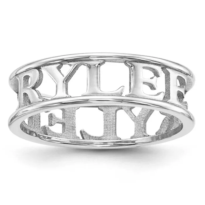 High Polish Name Ring Sterling Silver Rhodium-plated XNR61SS