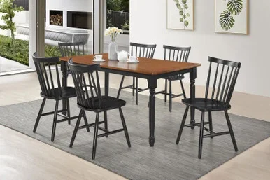 Hollyoak 7-piece Rectangular Dining Set Walnut and Black / CS-183041-S7