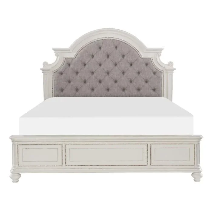 Homelegance Baylesford Queen Upholstered Panel Bed in Antique White 1624W-1*