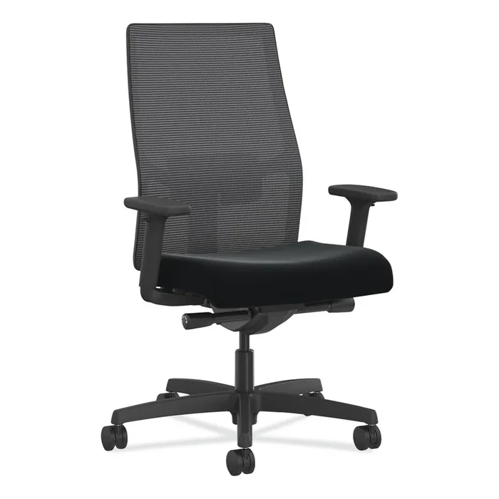 HON® Ignition 2.0 4-Way Stretch Mid-Back Mesh Task Chair, Supports Up to 300 lb, 17″ to 21″ Seat Height, Black