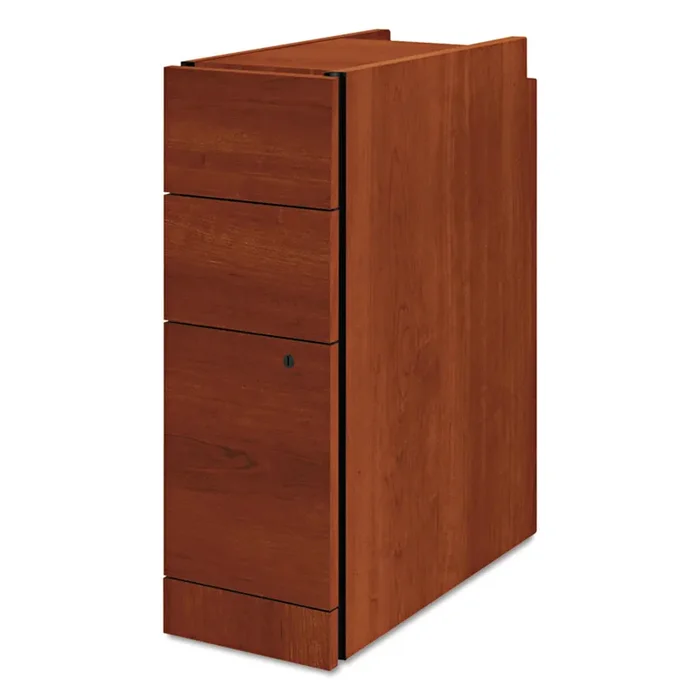 HON® Narrow Pedestal, Left Or Right, 3-Drawers Box/box/file, Legal/letter, Cognac, 9.5″ X 22.75″ X 28″
