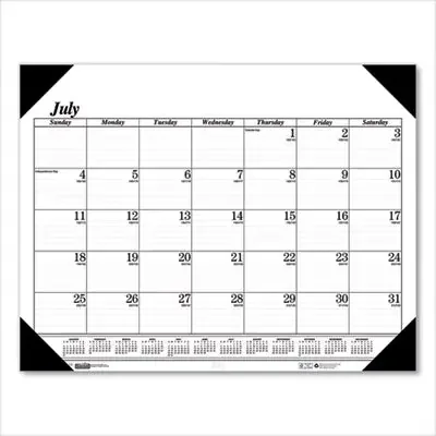 House of Doolittle™ Recycled Economy Academic Desk Pad Calendar, 22 x 17, White/Black Sheets, Black Binding/Corners,14-Month(July-Aug) 2024-2025