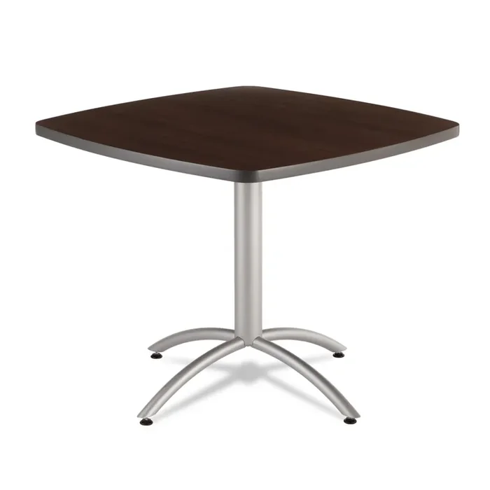 Iceberg CafeWorks Cafe-Height Table, Square, 36″ x 36″ x 30″, Walnut/Silver