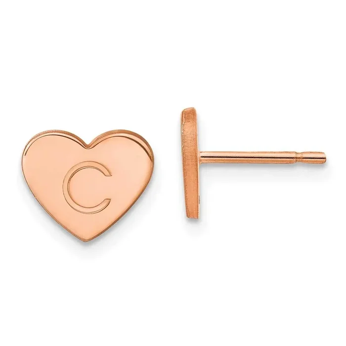 Initial Heart Post Earrings Sterling Silver Rose-plated XNE143RP
