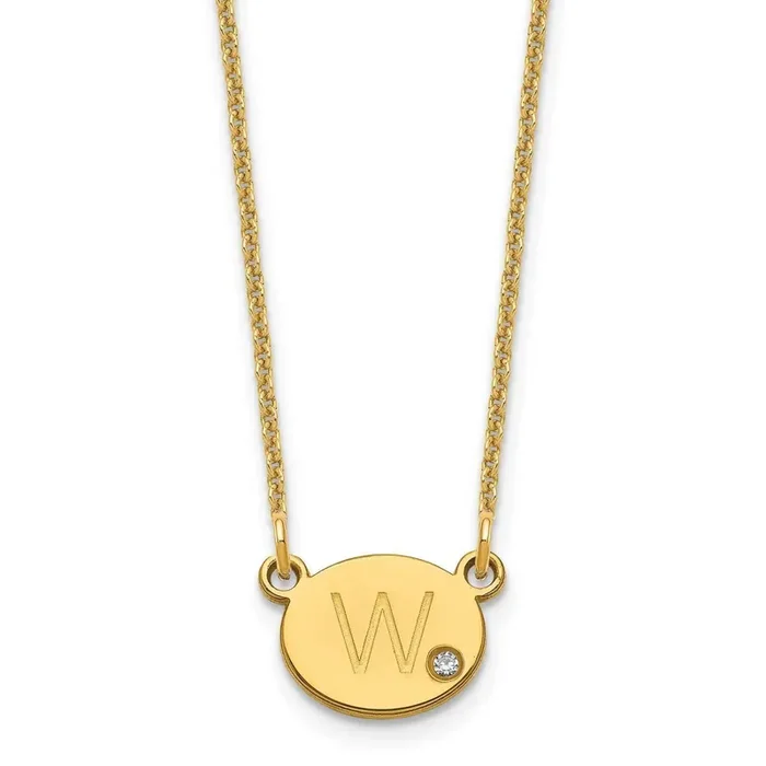 Initial Oval with Diamond Necklace 14k Gold XNA1377Y