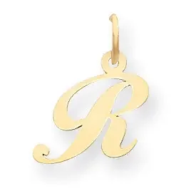 Initial R Charm 14K Gold Small Fancy Script YC650R