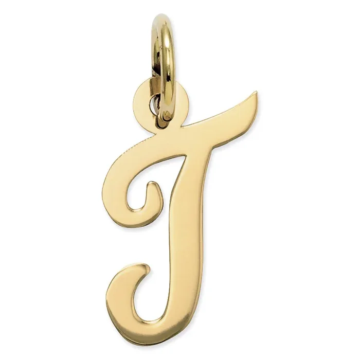 Initial T Charm 14k Gold Small Script YC658T
